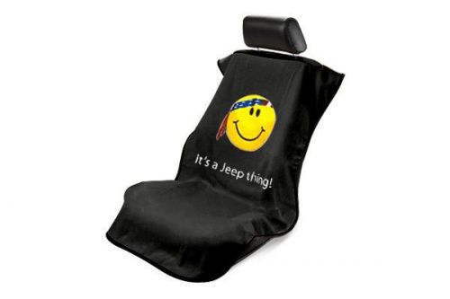 Sa100jepsfb: seat armour® - black towel seat cover with smiley face logo