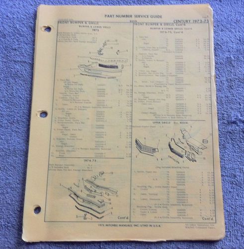 1973 74 75 buick century parts manual - service guide illustrations part numbers