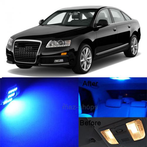 16x blue interior led lights package kit for 05-11 audi a6 s6 c6 error free mp