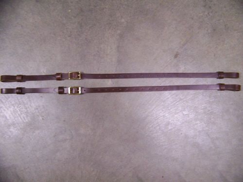 Leather luggage straps for luggage rack/carrier~(2) set~3/4 in. wide~brown~brass