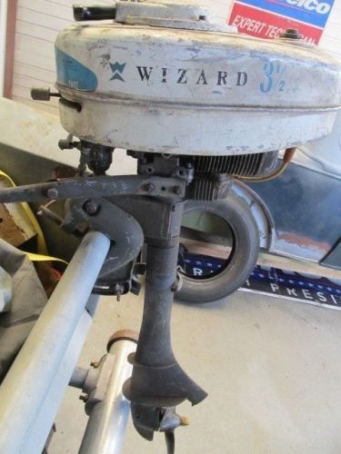 1963  wizard 3 1/2 boat motor vintage motor wall art camp patina western auto