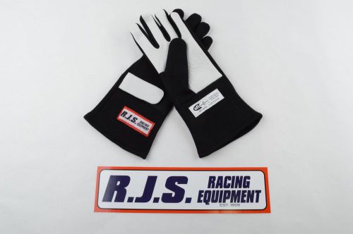 Rjs racing equipment sfi 3.3/5 2 layer nomex racing gloves xxl black  20213-2xl