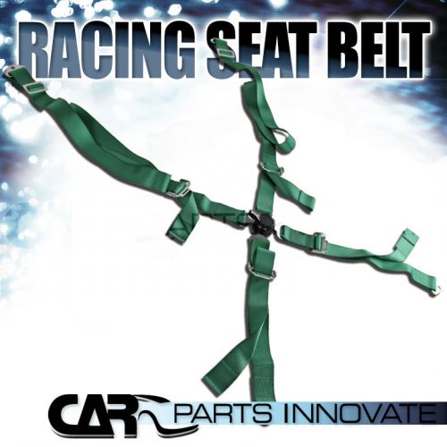 Jdm racing seat belt 4 point camlock 4pt harness green 1pc