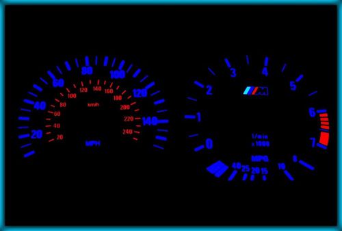 G211 bmw e36 91-99 us 140mph white/blue el plasma glow gauges cluster dials