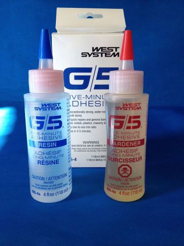 New in box! west system g/5 five minute adhesive g5 4 oz boat repair glue fast