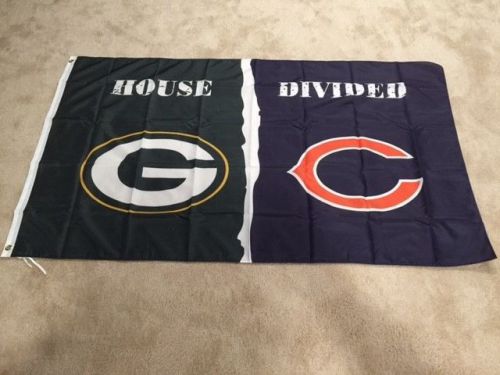 Chicago bears green bay packers house divided flag banner  3&#039; x 5&#039; free shipping