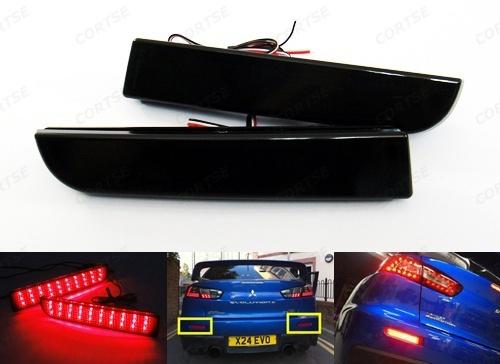 2x lancer evo x rvr black smoked lens bumper reflector led tail brake stop light