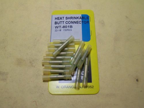 Electrical terminals - 22-18 heat shrinkable butt connectors (15/pkg)