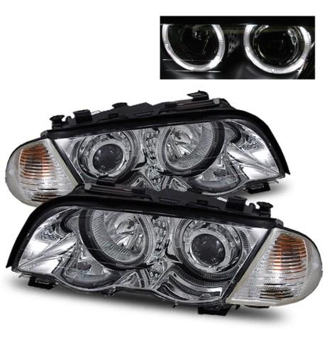 99-01 bmw e46 4dr saloon 325/328/330 eye halo clear chrome projector headlights