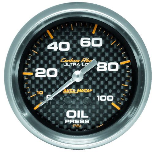 Auto meter 4821 carbon fiber; mechanical oil pressure gauge