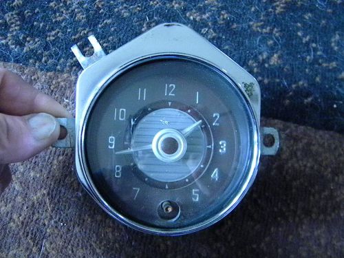 1953 desoto/chrysler vintage geo w. borg. automobile clock nice! art deco?