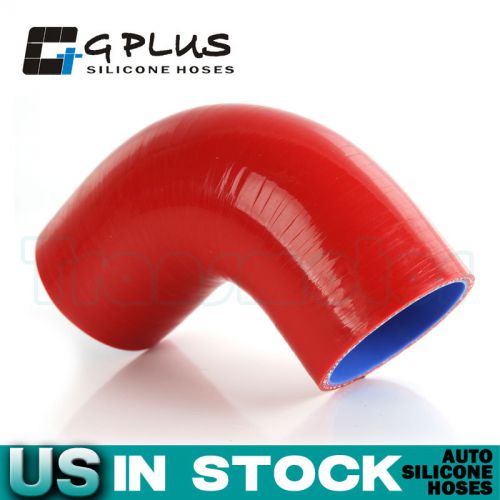 2 1/8&#034; 55mm 90°degree hose turbo silicone elbow coupler pipe  red