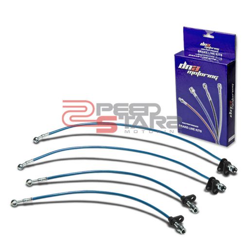 Prelude ba blue pvc coat stainless steel hose brake lines/cable front+rear disc