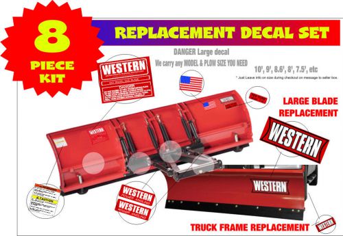 Western snow plow blade &amp; frame decal replacement 8 piece kit new any size #wk8n