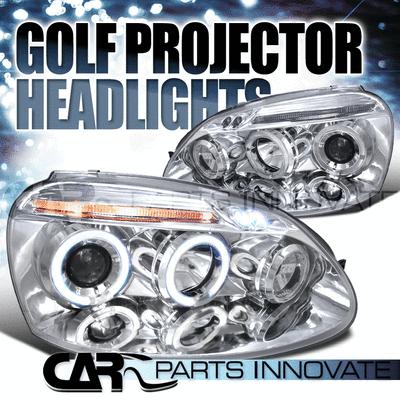 For vw 06-08 golf mk5 jetta rabbit led halo projector headlights lamp chrome