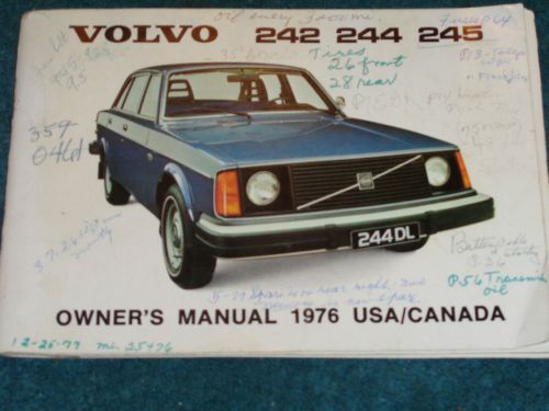 1976 volvo 242 / 244 / 245 owner&#039;s manual / original owners guide book