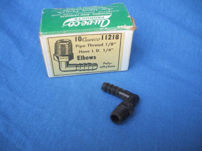 Nos auveco  10 elbow polythylene hose connectors  pipe tread 1/8”  x hose 1/4”