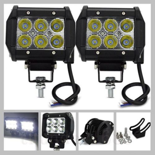 2pcs car suv 4wd atv boat bus pickup 18w 6 led work light bar spot offroad lamp