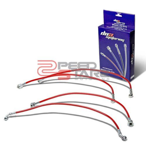 For civic em/es/ep3 red pvc coated stainless hose brake line/cable front+rear