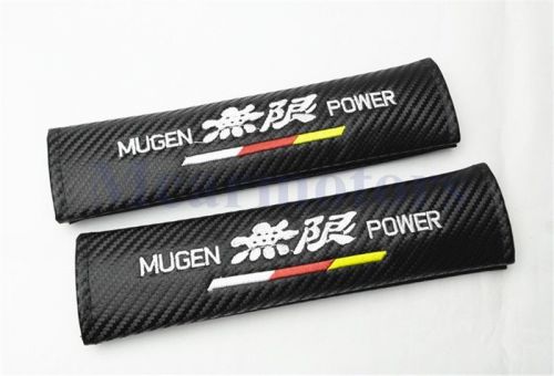 2pcs mugen power black carbon fiber luxury auto seat belt cushions shoulder pads