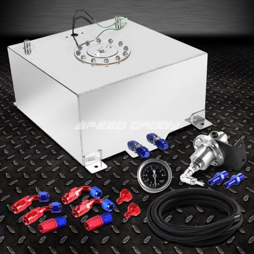 10 gallon aluminum fuel cell tank+cap+feed line kit+pressure regulator silver