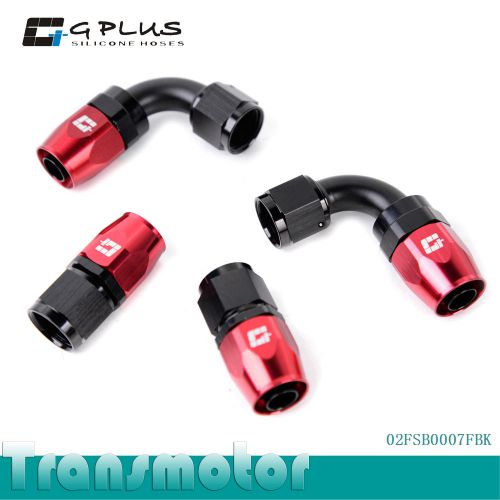 4pcs an6 0°  + 90° degree  swivel oil/fuel/air/gas li ne hose end fitting black