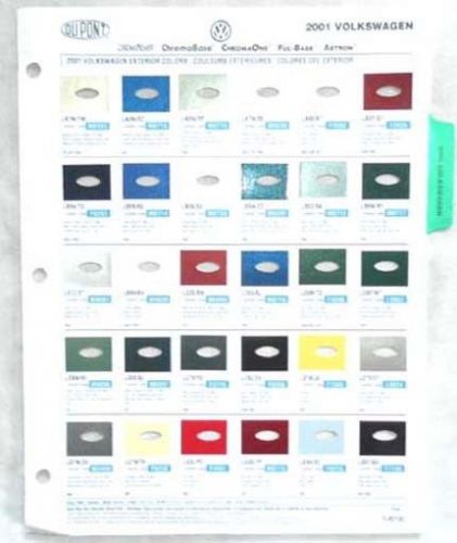 2001 volkswagen ppg and  dupont  color paint chip chart all models vw