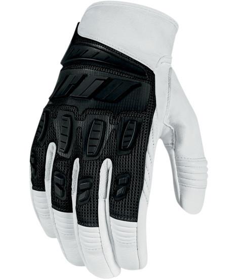 Icon hooligan mens leather motorcycle gloves white m md medium