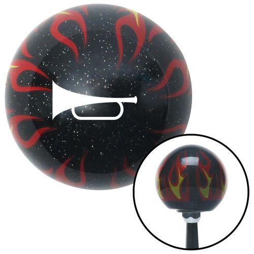 White horn trumpet black flame metal flake shift knob with m16 x 1.5