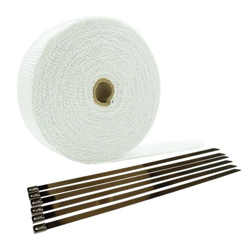 Hm&amp;fc fiberglass white exhaust header wrap 50 feet(l)* 2 inch (l)