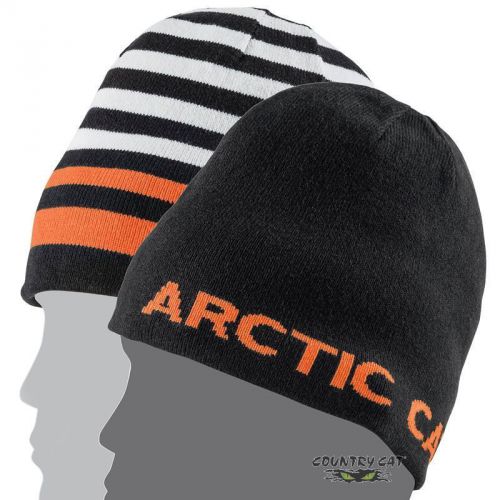 Arctic cat snowmobile reversible stripes winter beanie hat – orange – 5263-053