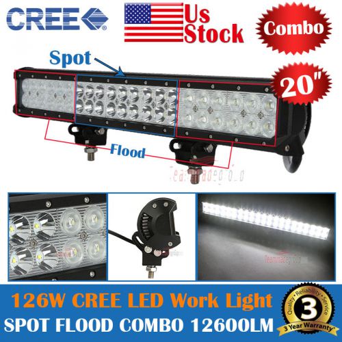 20inch 126w cree led work light bar combo spot flood offroad bumper bar  12v 24v