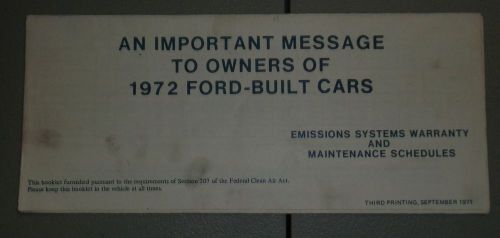 1972 ford owners manual emissions supplement