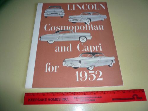 1952 lincoln cosmopolitan and capri sales brochure fold out style - vintage