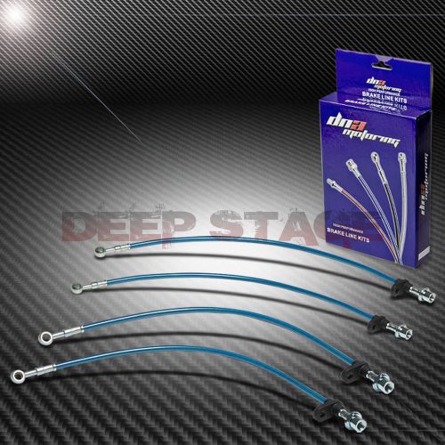 Stainless braided hose racing brake line 94-99 toyota celica gt st204 disc blue