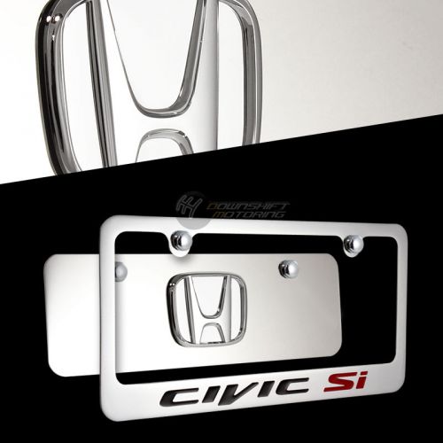 Honda civic si mini front + rear mirror stainless steel license plate frame set