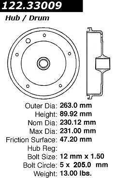 Centric parts 122.33009 brake drum