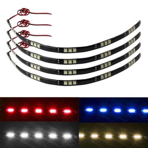 4x flexible 30cm 5050 15 led car neon white drl strip lights waterproof bulbs