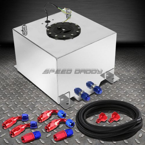 5 gallon/18.8l polished aluminum fuel cell tank+level sender+nylon fuel line kit