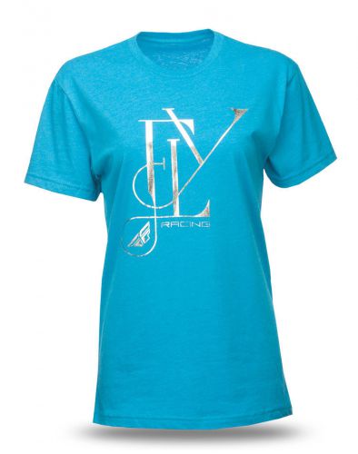 Fly racing fancy standard fit womens short sleeve t-shirt turquoise blue