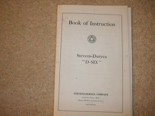 1915 stevens-duryea owners instruction manual, b&amp;w reprint 48 p 5x8&#034;