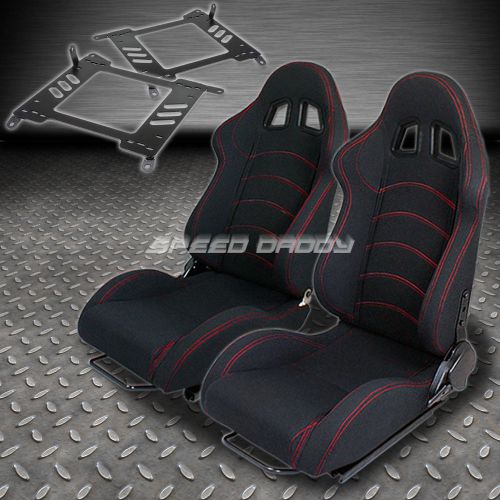 Pair type-1 reclining black cloth racing seat+bracket for 00-06 maxima/sentra