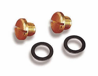 Holley 26-85 fittings fuel bowl plugs male threads brass natural pair