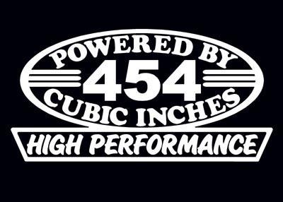 2 high performance 454 cubic inches decal set hp v8 engine emblem stickers