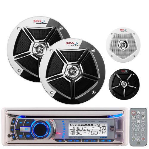 6.5&#034; boss marine multi grill speakers, marine dual am fm ipod bluetooth cd radio