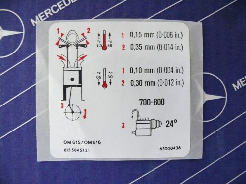 Genuine mercedes engine sticker om615 - om616 for w115 w123 240d