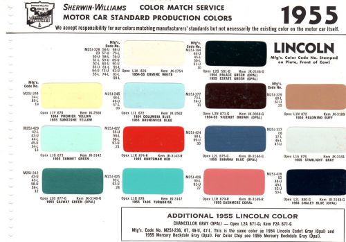 1955 lincoln capri premiere mark ii 55  paint chips sherwin williams