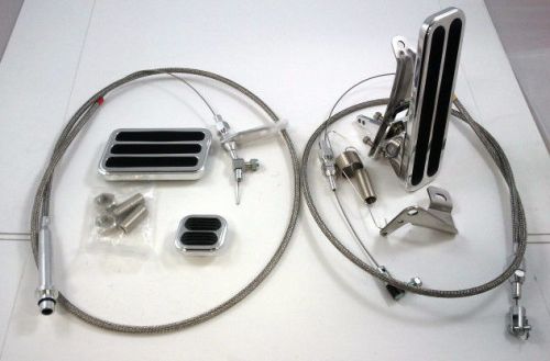 Billet floor mount throttle / gas pedal kit w/ braided cable &amp; th350 kick down