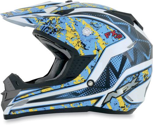 New afx fx-19 vibe offroad adult helmet, blue/yellow/white, small