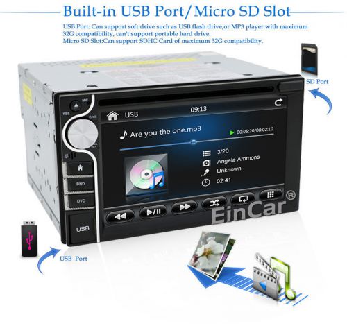 Camera+double 2 din 6.2&#034; hd car stereo dvd cd mp3 player bluetooth radio usb/sd